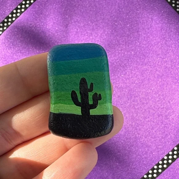 3/$12 Hand-Painted Stones - Cactus - Picture 3 of 6